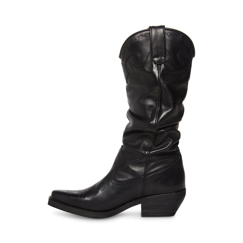 Botas Altas Steve Madden Whiskey Cuero Mujer Negras | ES HT921S